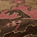 Vintage Kars Turkish Runner Rug 1x5 ft — Brown & Pink Geometric