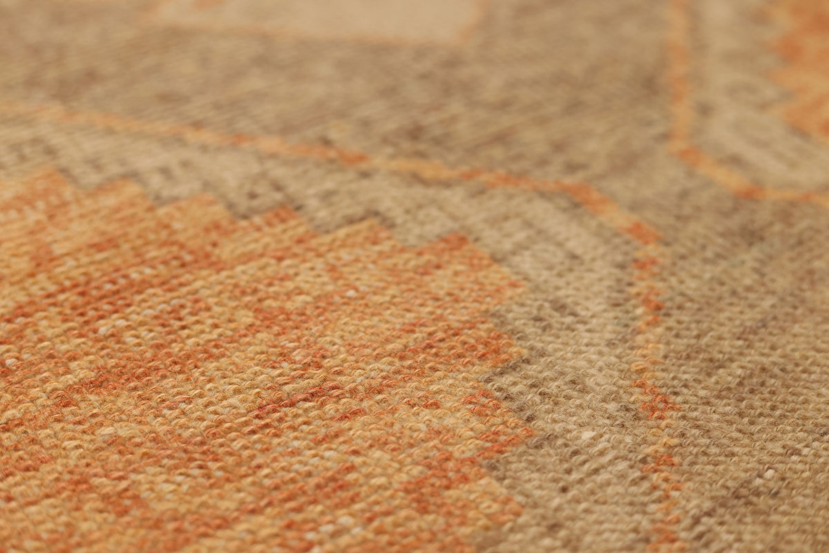 Vintage Malatya Turkish Runner Rug 3x11 ft — Orange & Beige Geometric