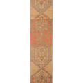 Vintage Malatya Turkish Runner Rug 2x13 ft — Beige & Orange Geometric