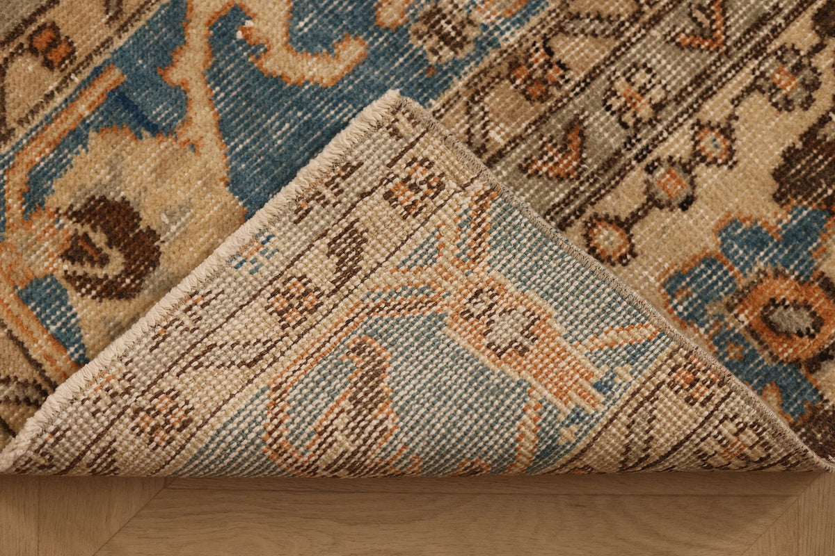 Vintage Isparta Turkish Runner Rug 2x9 ft — Orange & Blue Floral