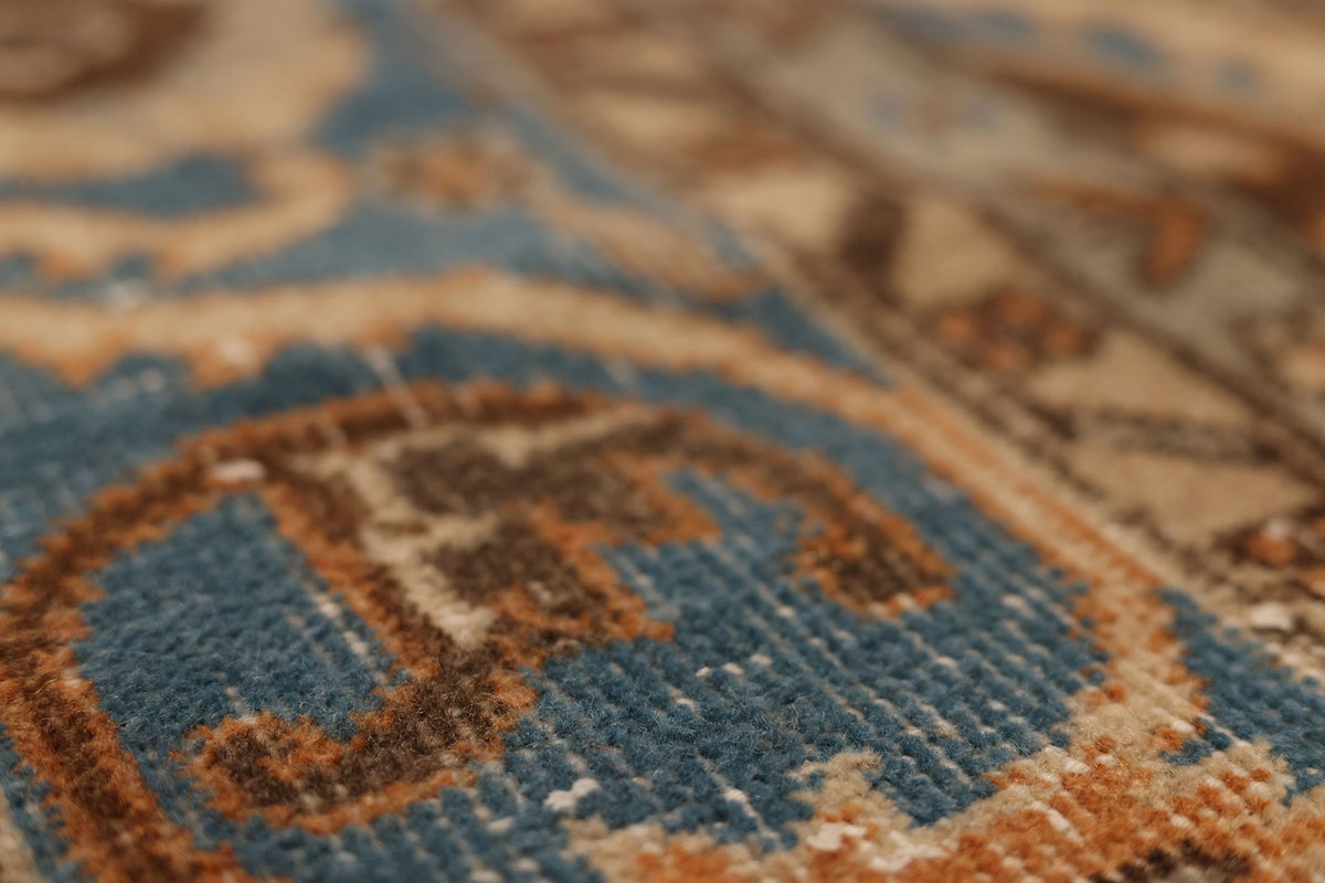Vintage Isparta Turkish Runner Rug 2x9 ft — Orange & Blue Floral