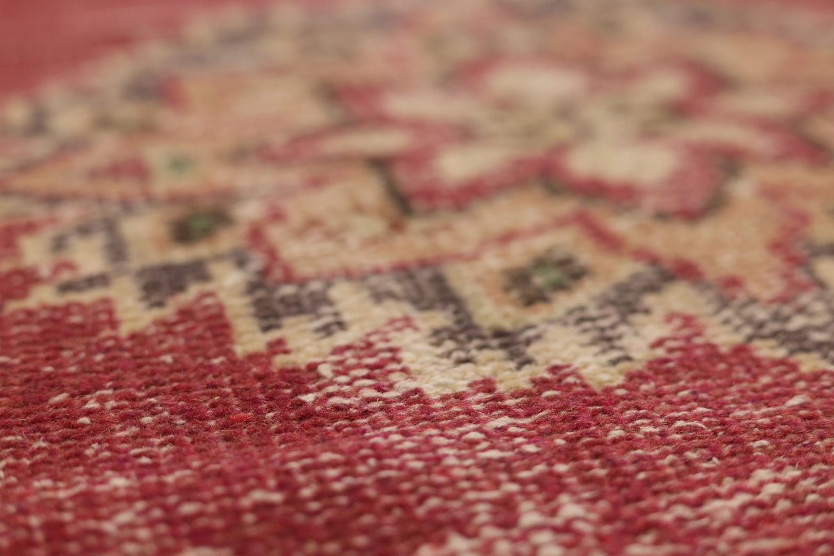 Vintage Manisa Turkish Runner Rug 2x7 ft — Red & Beige Distressed
