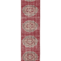 Vintage Manisa Turkish Runner Rug 2x7 ft — Red & Beige Distressed