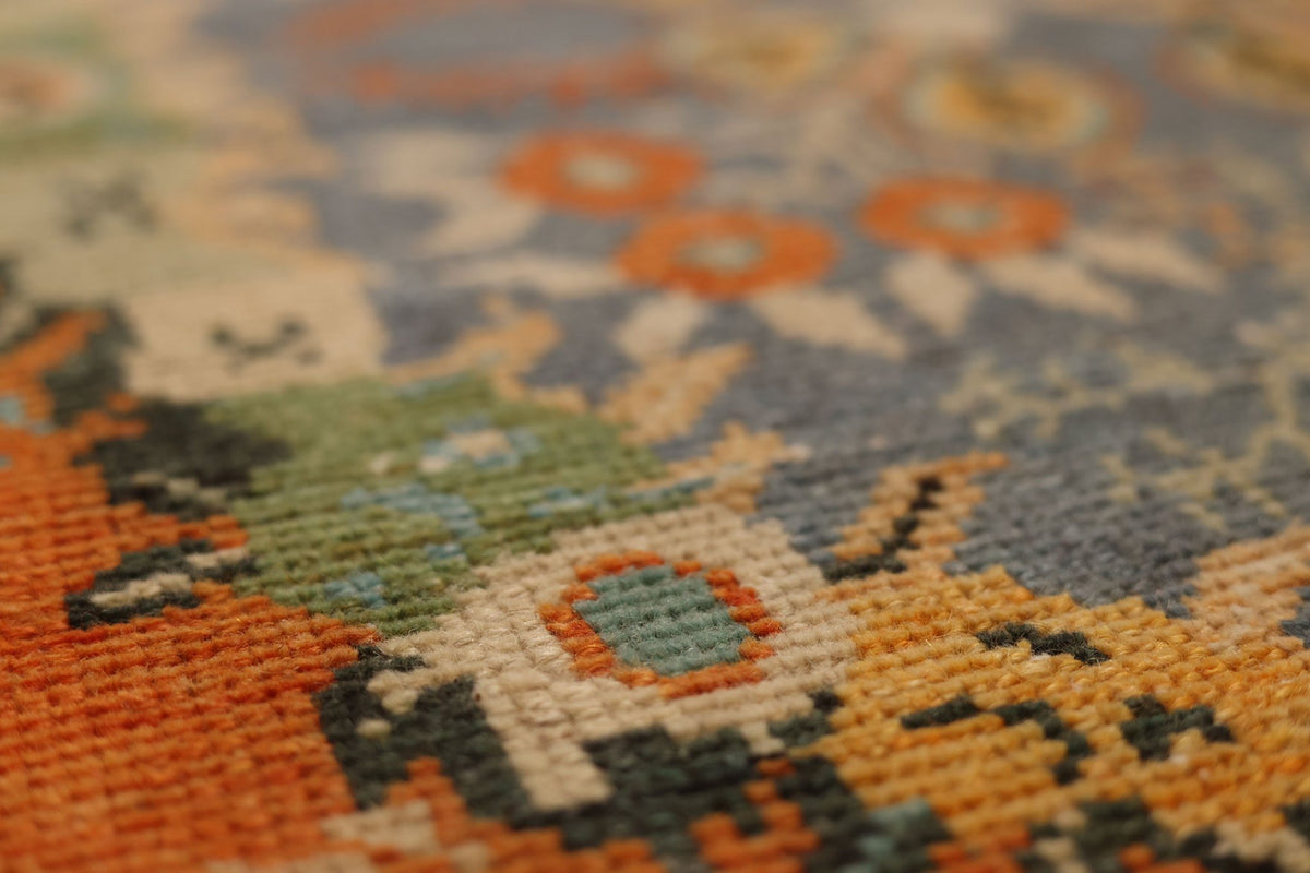 Vintage Kırşehir Turkish Runner Rug 2x6 ft — Orange & Blue Floral