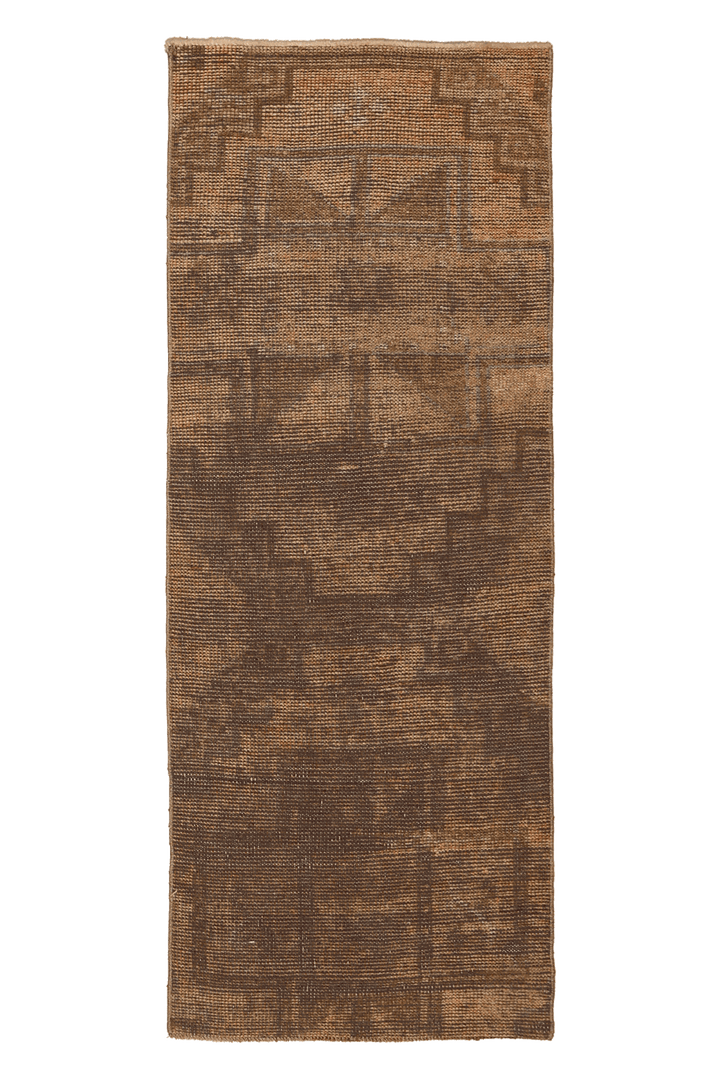 Vintage Malatya Turkish Runner Rug 2x6 ft — Brown & Beige Geometric