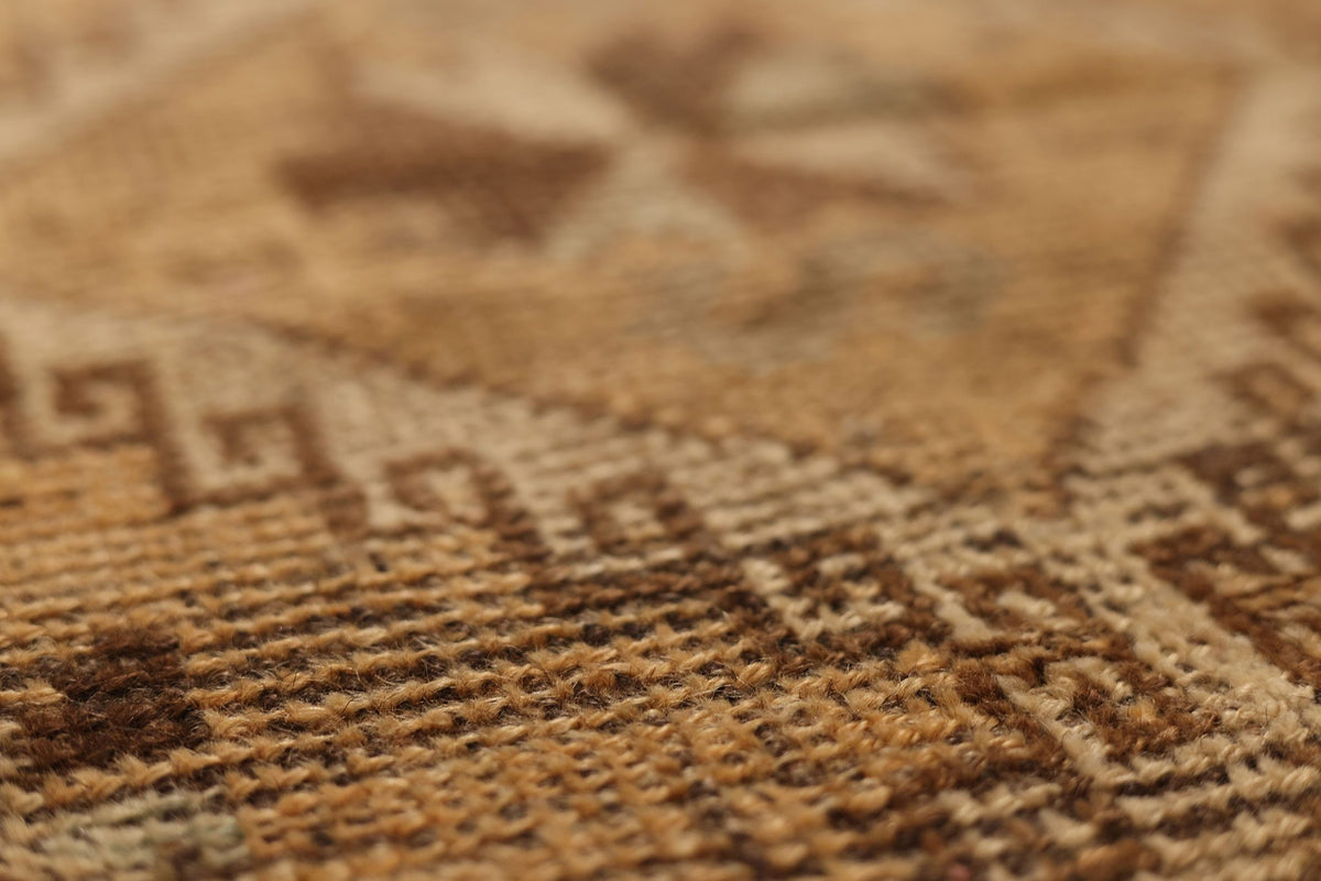 Vintage Gaziantep Turkish Area Rug 3x5 ft — Orange & Brown Geometric