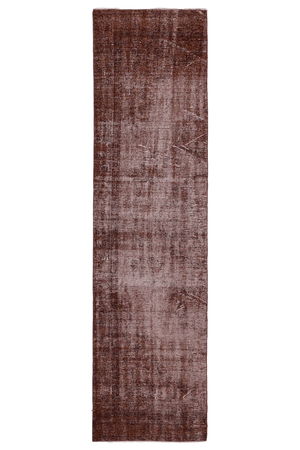Vintage Isparta Turkish Runner Rug 3x10 ft — Brown & Red Overdyed