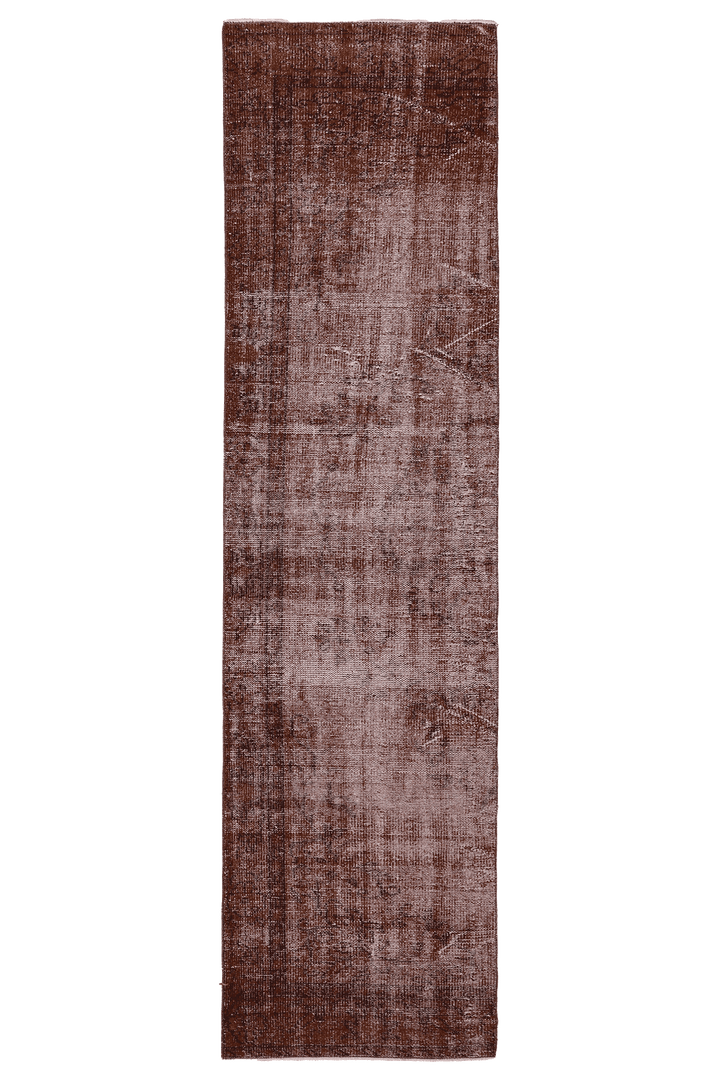 Vintage Isparta Turkish Runner Rug 3x10 ft — Brown & Red Overdyed