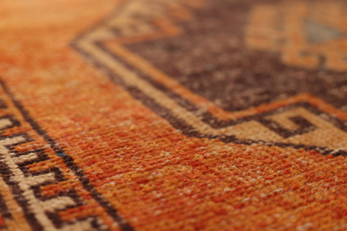 Vintage Malatya Turkish Runner Rug 3x11 ft — Orange & Brown Southwestern