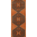 Vintage Malatya Turkish Runner Rug 3x12 ft — Orange & Brown Geometric