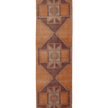 Vintage Malatya Turkish Runner Rug 3x12 ft — Orange & Brown Geometric