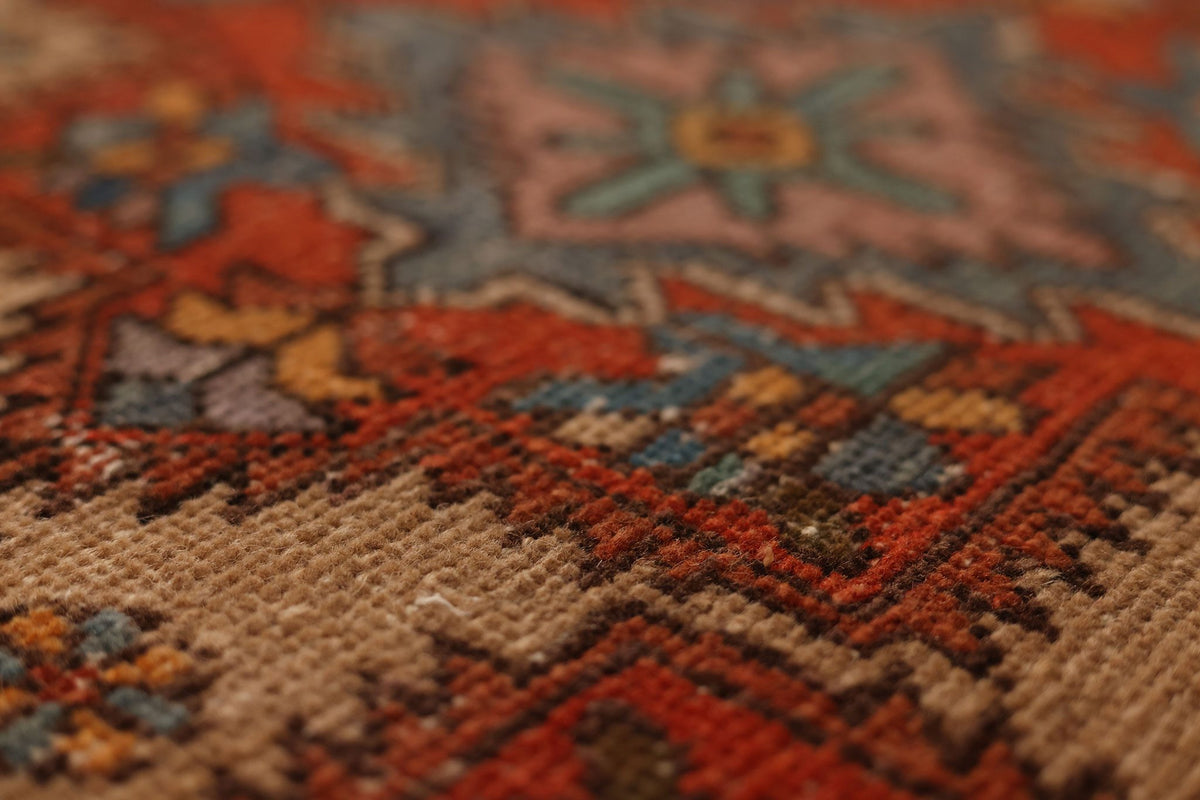 Vintage Southeastern Persian Style Runner Rug 3x12 ft — Red & Beige Geometric