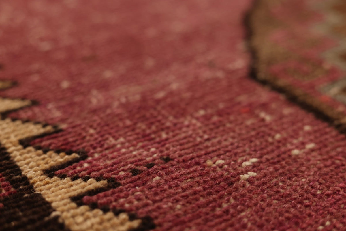 Vintage Malatya Turkish Runner Rug 4x13 ft — Red & Brown Geometric
