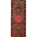 Vintage Malatya Turkish Runner Rug 4x13 ft — Red & Brown Geometric