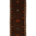 Vintage Kars Turkish Runner Rug 3x10 ft — Brown & Beige Geometric