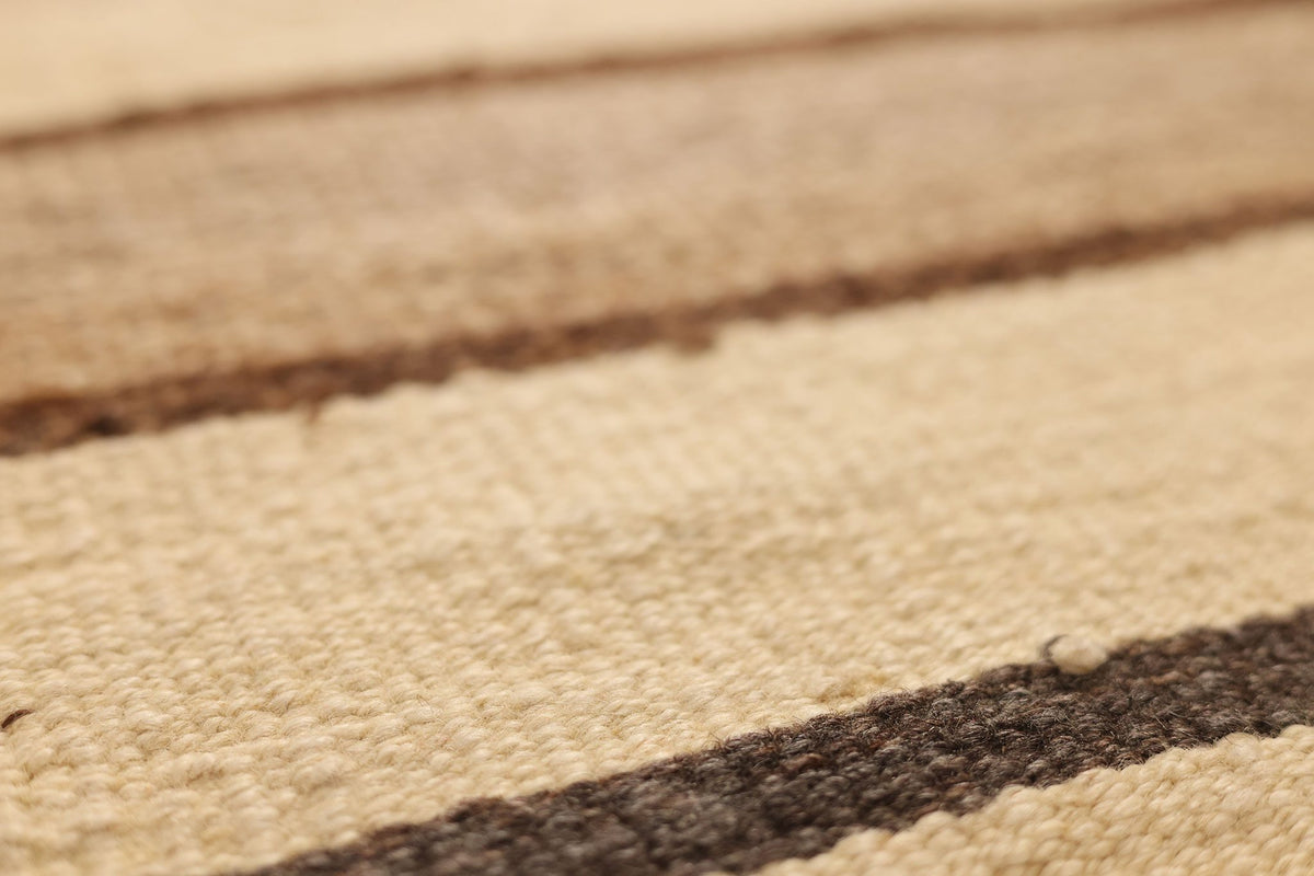 Vintage Southeastern Persian Style Kilim Runner Rug 3x11 ft — Beige & Brown Stripped