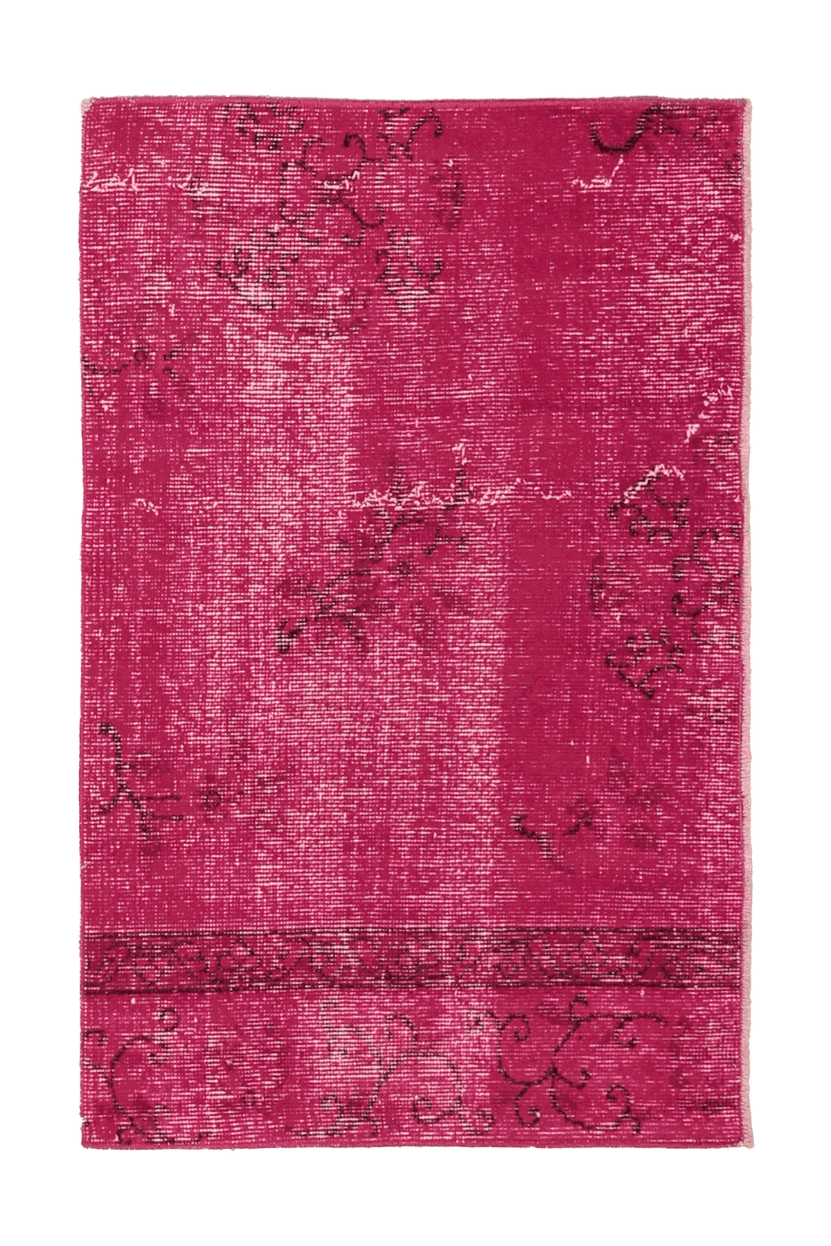Vintage Isparta Turkish Doormat Rug 2x4 ft — Pink Overdyed