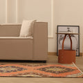 Vintage Konya Turkish Runner Rug 3x11 ft — Orange & Brown Geometric