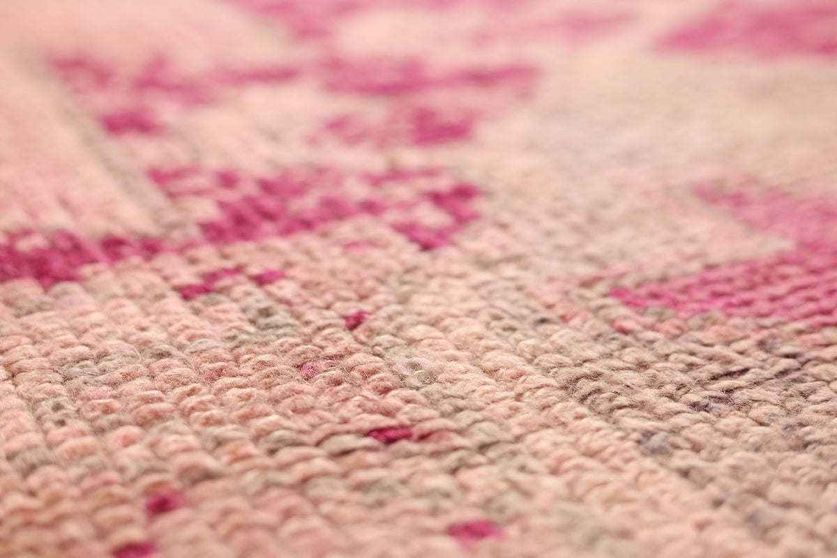 Vintage Southeastern Persian Style Runner Rug 3x12 ft — Pink & Red Geometric