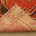 Vintage Malatya Turkish Runner Rug 3x9 ft — Red & Orange Geometric