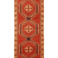 Vintage Malatya Turkish Runner Rug 3x9 ft — Red & Orange Geometric