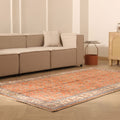 Vintage Isparta Turkish Area Rug 5x9 ft — Orange & Beige Floral