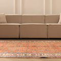 Vintage Isparta Turkish Area Rug 5x9 ft — Orange & Beige Floral