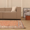 Vintage Isparta Turkish Area Rug 5x9 ft — Orange & Beige Floral