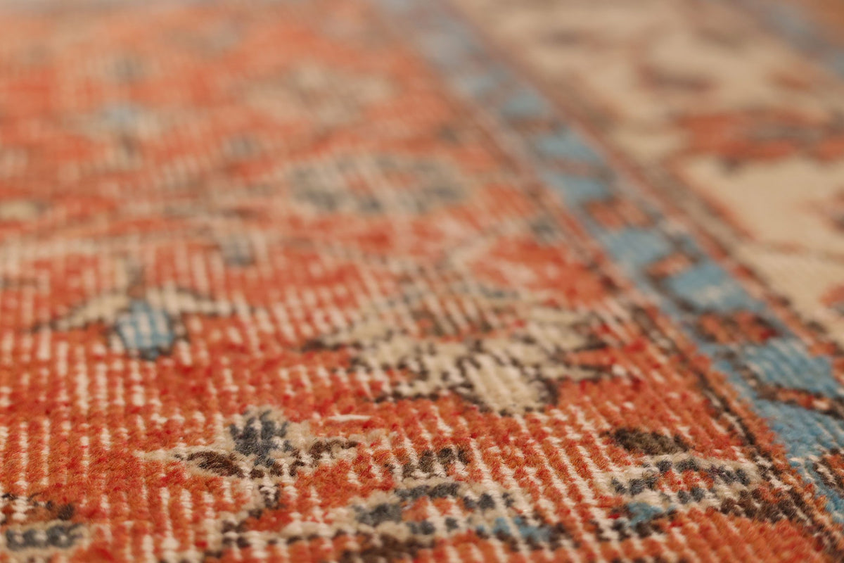 Vintage Isparta Turkish Area Rug 5x9 ft — Orange & Beige Floral