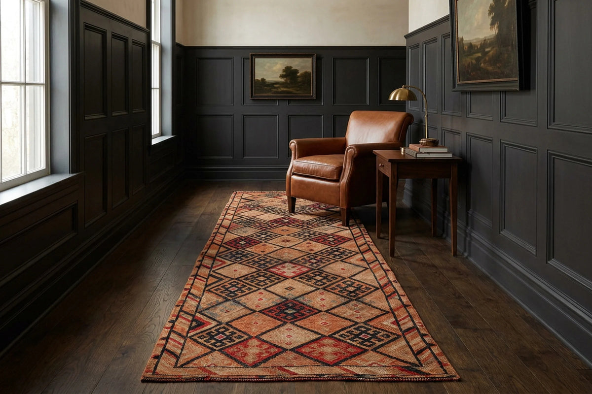 Persian Style Runner Rug in a styled room