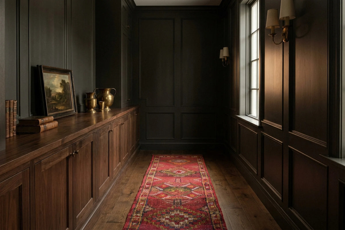Persian Style Runner Rug in a styled room