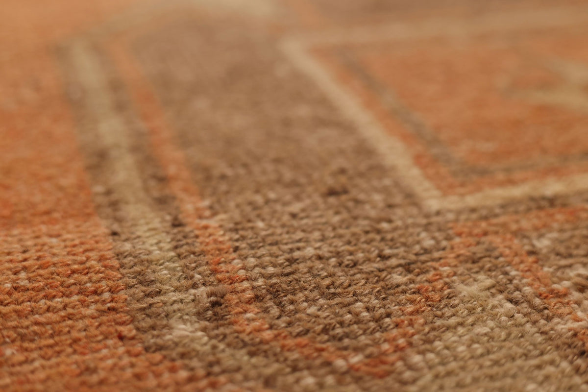 Vintage Malatya Turkish Doormat Rug 2x4 ft — Orange & Brown Geometric