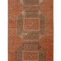 Vintage Malatya Turkish Doormat Rug 2x4 ft — Orange & Brown Geometric