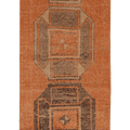 Vintage Malatya Turkish Area Rug 2x5 ft — Orange & Brown Geometric