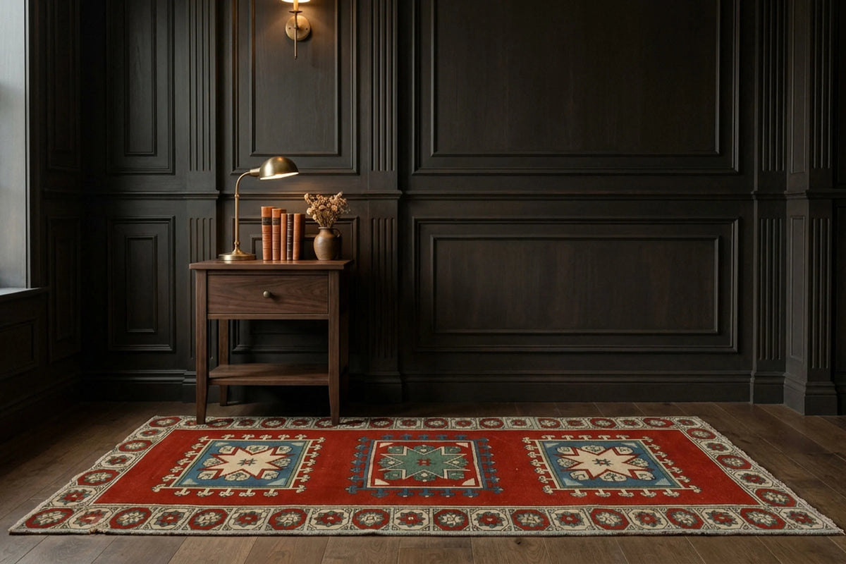 Vintage rug in a styled room