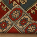 Vintage Uşak Turkish Area Rug 4x6 ft — Red & Blue Geometric