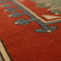 Vintage Uşak Turkish Area Rug 4x6 ft — Red & Blue Geometric