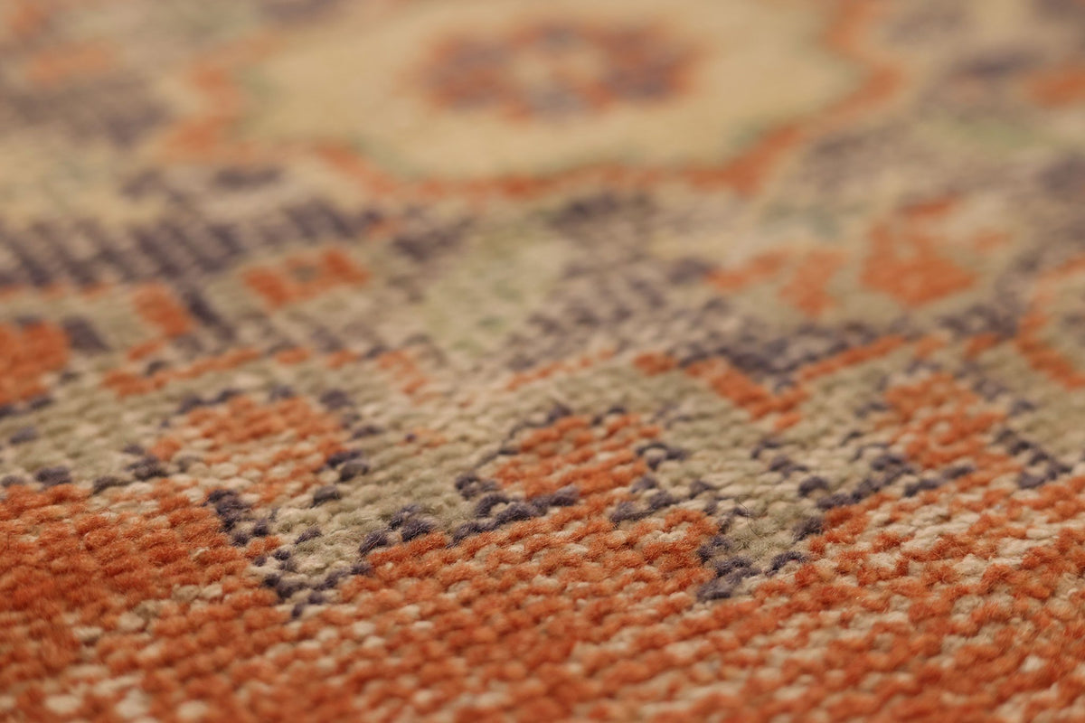 Vintage Manisa Turkish Runner Rug 2x11 ft — Orange & Beige Floral