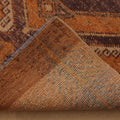 Vintage Malatya Turkish Doormat Rug 3x4 ft — Orange & Brown Geometric