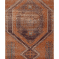 Vintage Malatya Turkish Doormat Rug 3x4 ft — Orange & Brown Geometric