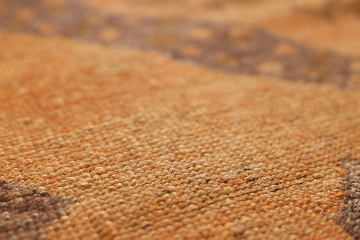 Vintage Konya Turkish Runner Rug 3x8 ft — Orange & Brown Geometric