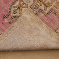Vintage Nevşehir Turkish Runner Rug 3x8 ft — Pink & Blue Geometric