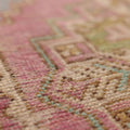 Vintage Nevşehir Turkish Runner Rug 3x8 ft — Pink & Blue Geometric