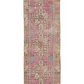 Vintage Nevşehir Turkish Runner Rug 3x8 ft — Pink & Blue Geometric
