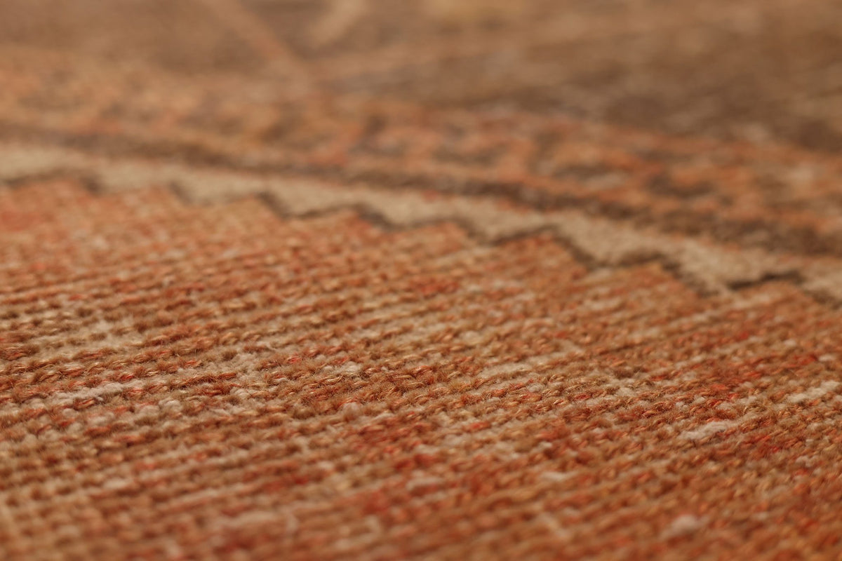 Vintage Malatya Turkish Doormat Rug 3x4 ft — Orange & Brown Geometric