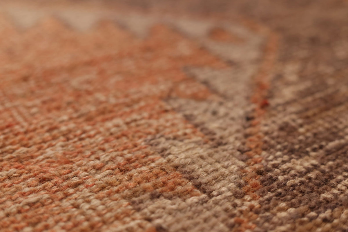 Vintage Malatya Turkish Runner Rug 3x11 ft — Orange & Brown Geometric