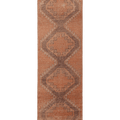Vintage Malatya Turkish Runner Rug 3x11 ft — Orange & Brown Geometric
