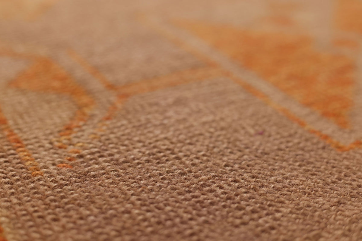 Vintage Malatya Turkish Runner Rug 3x8 ft — Orange & Brown Geometric