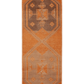 Vintage Malatya Turkish Runner Rug 3x8 ft — Orange & Brown Geometric