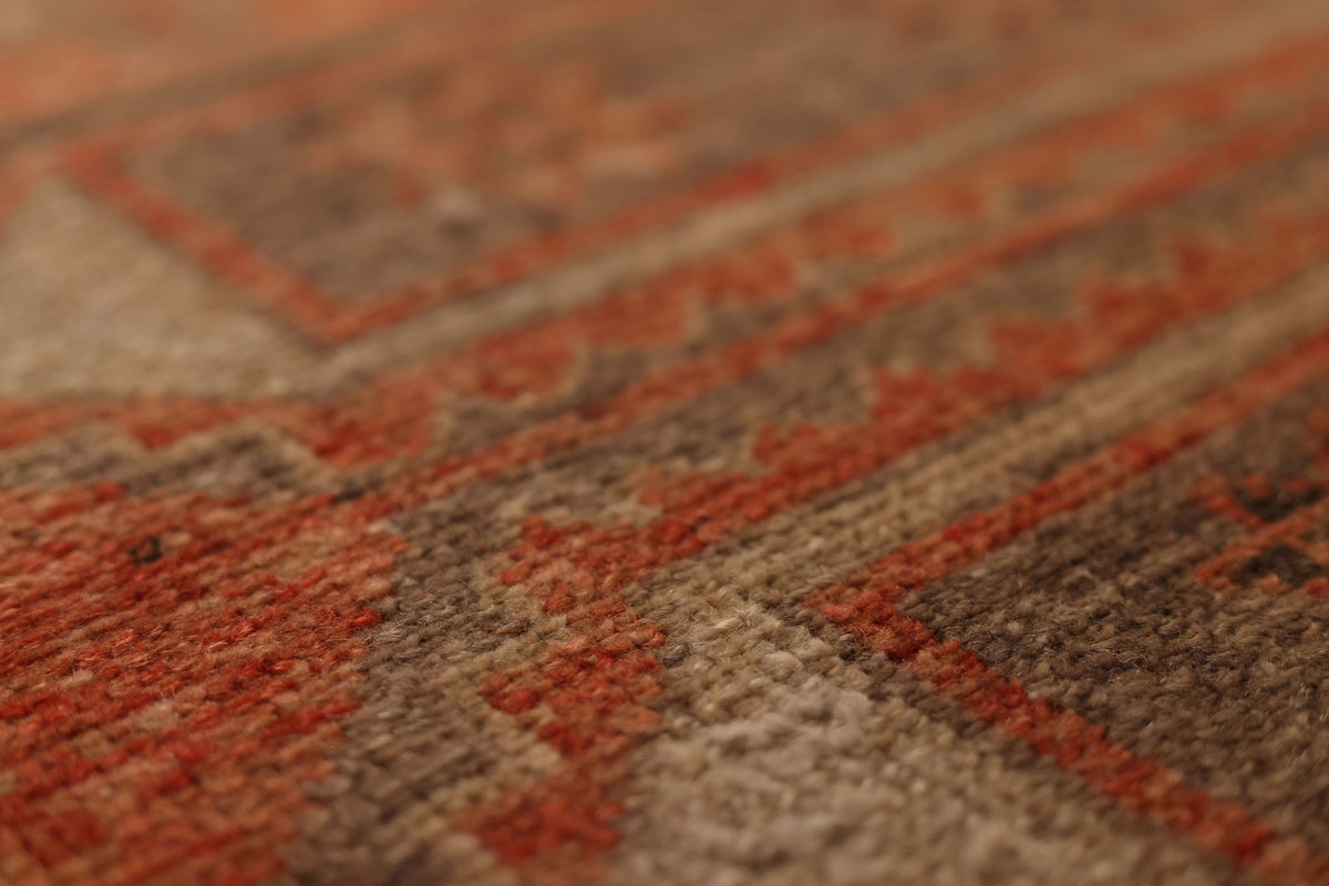 Vintage Malatya Turkish Runner Rug 3x11 ft — Orange & Brown Geometric